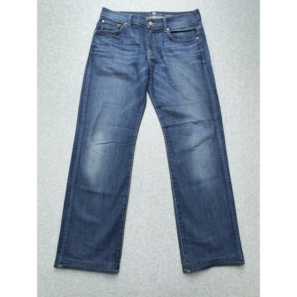 7 For All Mankind Austyn Jeans Mens 33x32 Straight Leg Denim Stretch Classic Fit - Picture 1 of 11